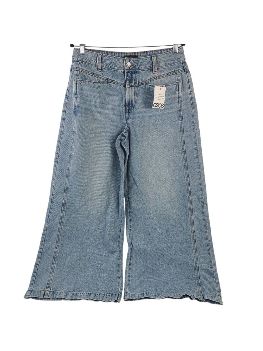 NEW ASOS Design Ankle Grazer Wide Leg Light Wash Denim Jeans Sz US 8